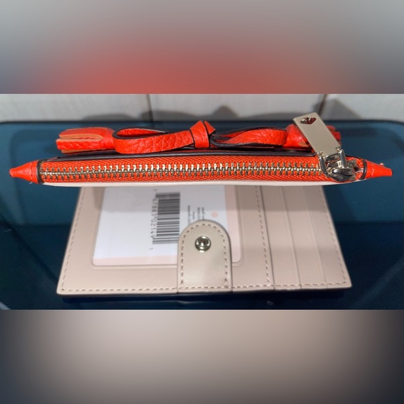 Kate Spade ♠️ Hayer Tassel Bow Small Pebble Leather Wallet Tamarillo Orange NWT - Picture 5 of 6